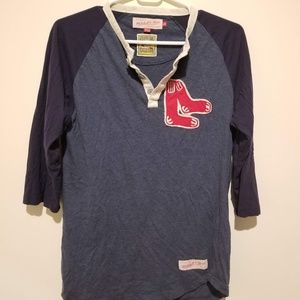 Boston Red Sox 3/4 Sleeve Mitchell and Ness Shirt